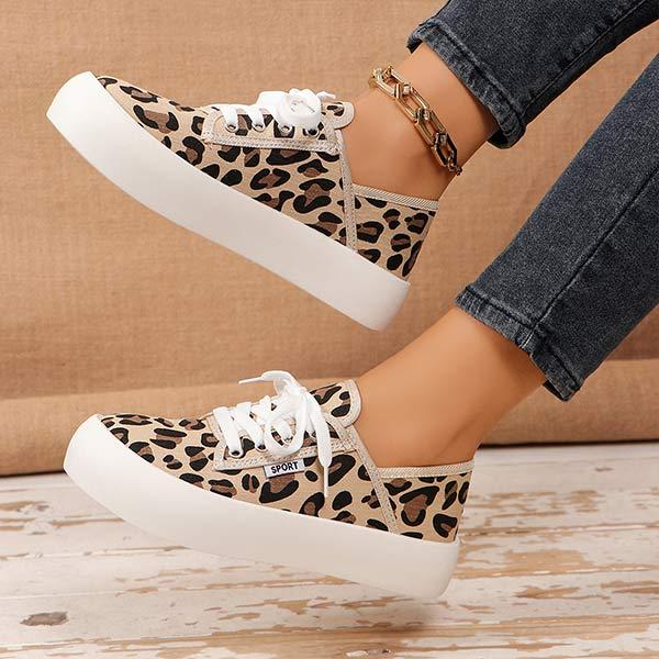 Women's Leopard Print Casual Canvas Shoes 88286893C