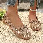 Women's Round-Toe Rhinestone Embellished Shallow Flats 60870691C