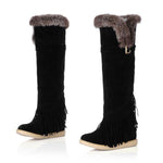 Women's Casual Tassel Suede Flat Tall Knee Boots 91117799S