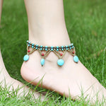 Bohemian Turquoise Beaded Beach Anklet 99366764S