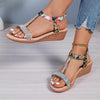 Women's T-Shaped Rhinestone Ethnic Wedge Sandals 12674701S