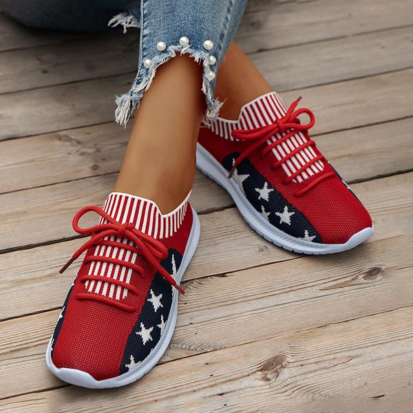 Women's Casual Breathable Fly Woven Stars Sneakers 93263258S