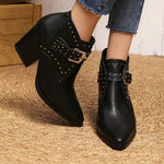 Women's High Heel Chunky Heel Western Ankle Boots 27483865C