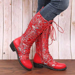 Women's Printed Block Heel Mid-Calf Riding Boots 42519073C