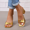 Women's Fashion Sequin Chunky Heel High Heel Slide Sandals 20248776C