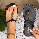Women's Fashionable Flat Beach Braided Flip Flops 32591989S