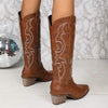 Women's Pointed Toe Western Embroidered Knee-High Cowboy Boots 35314587C