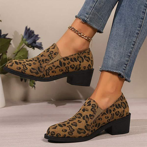 Women's Leopard Print Chunky Heel Loafers 82433108C