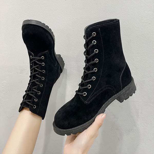 Women's Lace-Up Fur-Lined Warm Combat Boots 89736583C