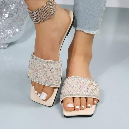 Women's Flat Rhinestone Slide Sandals 85835285C