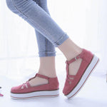 Women's Casual Roman Round Toe Buckle Platform Shoes 42796780S