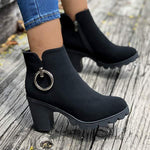 Women's Chunky Heel High Heel Side Zipper Ankle Boots 53160497C