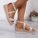 Women's Sandals with Jute Rope Soles and Thick Platform 63506662C
