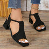 Women's Peep-Toe High Heel Chunky Buckle Sandals 87033570C