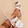 Women's Open Toe High Heel Sandals with Stone Texture 90082473C