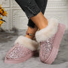 Women's Thick-Sole Plush Lined Sequin Snow Boots 91847313C