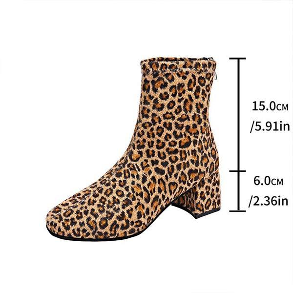 Women's Fashionable Leopard Print Stretch Ankle Boots 53413669C