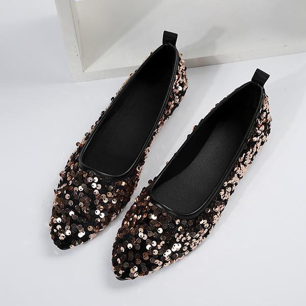 Women's Fashionable Sequined Slip-On Flats 07143243S