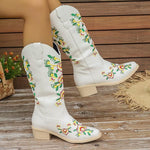 Women's Stylish Slip-On Embroidered Western Boots 59823295S