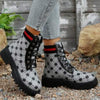 Women's Color-Block Chunky Heel Combat Boots 48741264C