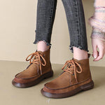 Women's Retro Casual Lace Up Flat Martin Boots 42415479S