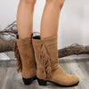 Women's Vintage Tassel Chunky Heel Boots 42591758C