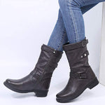 Women's Distressed Leather Belt Buckle Ankle Boots 73202015C