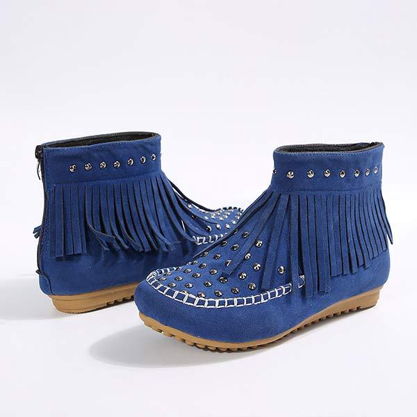 Women's Studded Flat Tassel Ankle Boots 31973226C