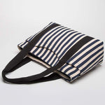 Large-Capacity Color-Block Striped Canvas Bag 49209417C