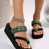 Women's Rhinestone Wedge Thick-soled Fish Mouth Fashion Slippers 64948813C