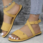 Women's Fashion Suede Love Buckle Flat Sandals 76066949S