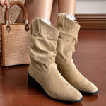 Women's Retro Suede Western Cowboy Boots 77220839C