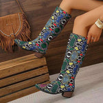 Women's Fashion Snake Print Pointed Toe Knee-High Boots 72541871S