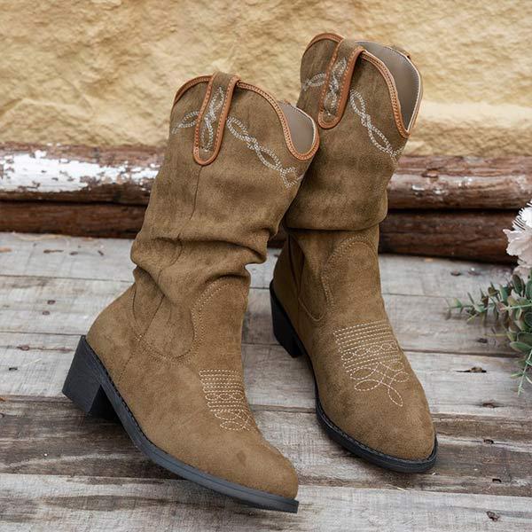 Women's Vintage Slouchy Block-Heel Martin Boots 20793809C