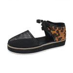 Women's Casual Leopard Mesh Lace-Up Platform Sandals 94479688S