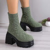 Women's Fashionable Fly Knit High Top Elastic Short Boots 43742737C