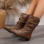 Women's Round-Toe Flat Mid-Calf Boots 64462892C