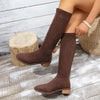 Women's Fashion Patchwork Suede Knee-High Boots 66315118S