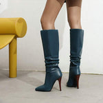 Women's Pointed Toe Ruched Knee-High Boots 80757483C