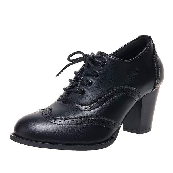 Women's Block Heel Lace-Up Fashion Shoes 05532375C