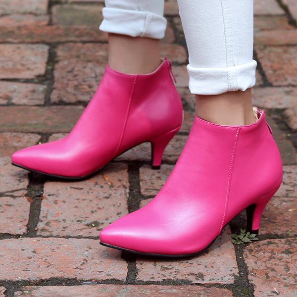 Women's Casual Simple Pointed Toe Low Heel Ankle Boots 93150297S
