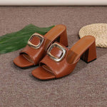 Women'a Metal Buckle Thick Heel Sandals 10463123C