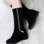 Women's Rhinestone Wedge Foldable Two-Way Fashion Boots 69839568C