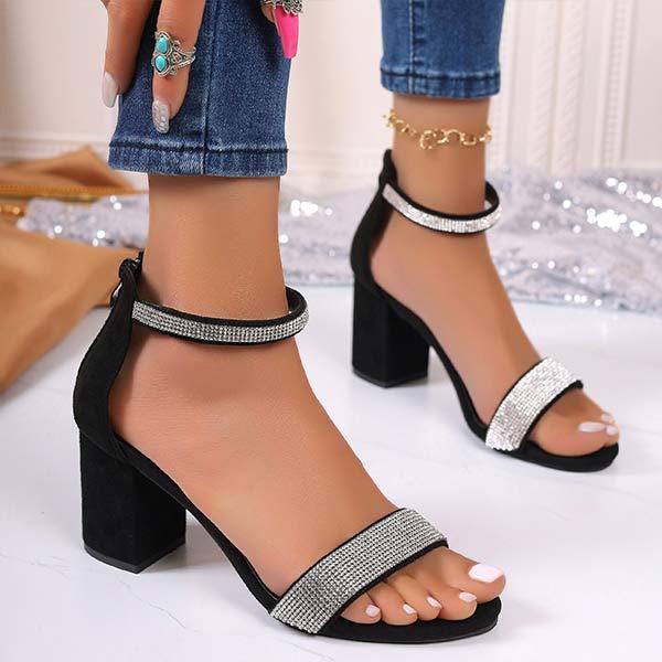 Women's Sexy Open-Toe High Heel Sandals with Rhinestone Ankle Strap 05077838C