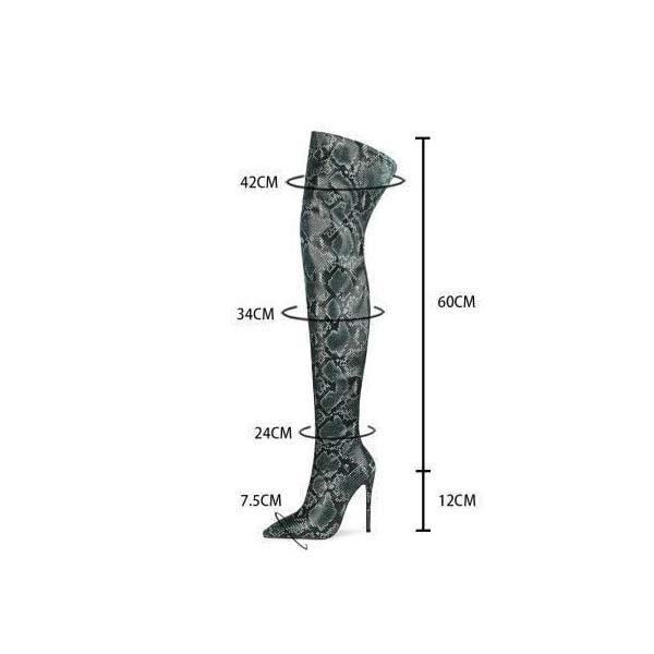 Women's Snake-Print Over-the-Knee Stiletto Boots with Back Zipper 96080466C