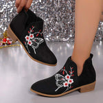 Women's Pointed Toe Embroidered Ankle Boots 22220137C