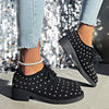 Women's Low-Heeled Metal Rivet Lace-Up Lazy Fashion Shoes 04244857C