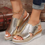 Women's Peep-Toe Roman Style Sandals with Wedge Heels 83067620C
