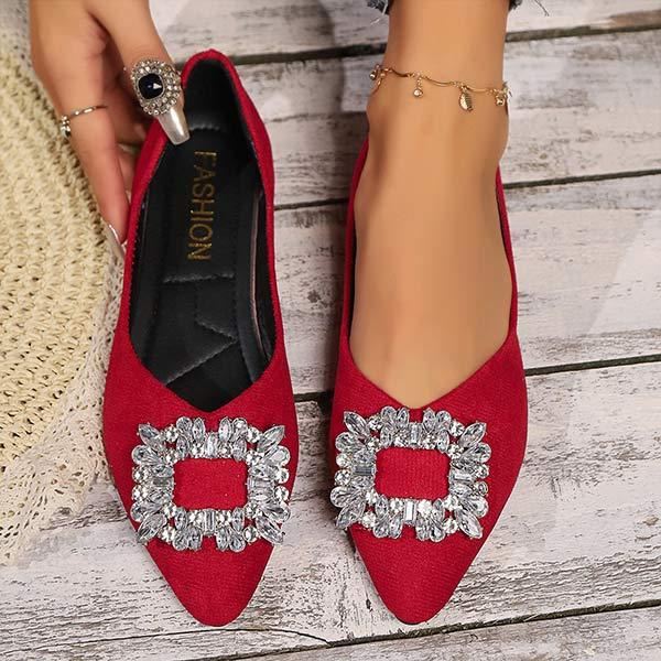 Women's Buckle Rhinestone Pointed Toe Pumps 60096403C