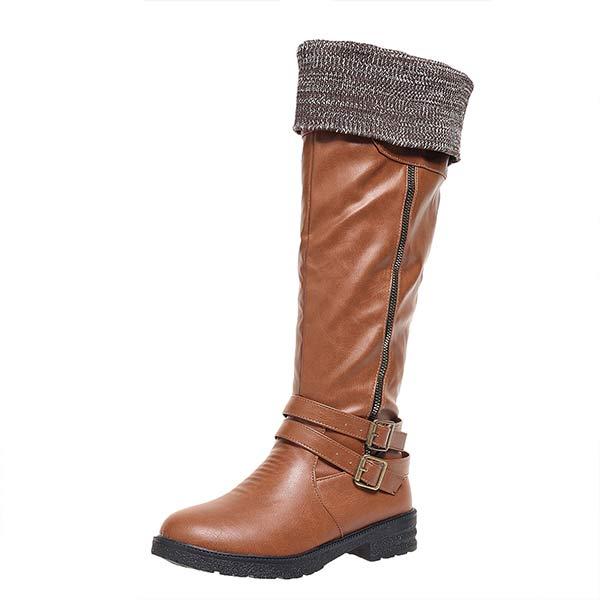 Women's Vintage Low Heel Knee-High Boots 55794092C